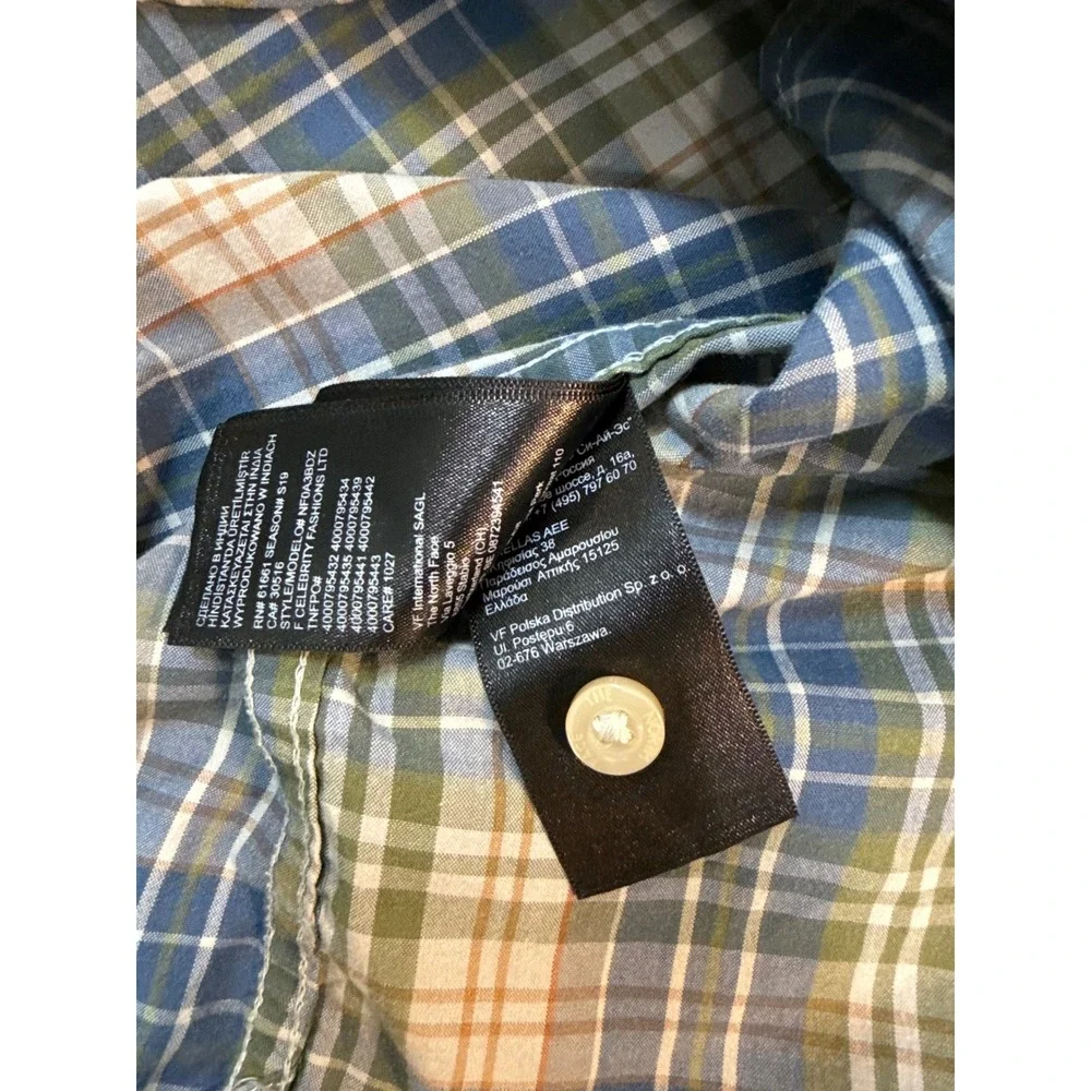 The North Face (Blue/Green) Plaid Short Sleeve Shirt Mens Medium Cotton Blend